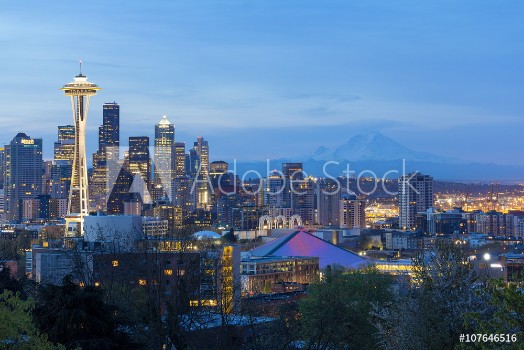 Bild på Seattle Cityscape at Twilight